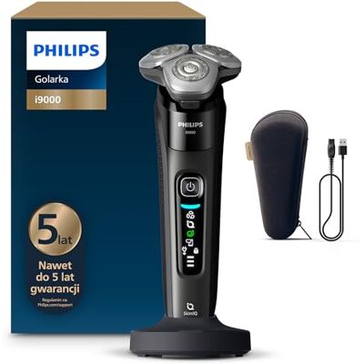 Philips Shaver i9000, golarka elektryczna do golenia na mokro i na sucho, technologią Skin IQ, systemem Triple Lift & Cut, podwójnymi ostrzami SteelPrecision obracającymi się o 360 stopni, X9000/10 Philips Shaver i9000, golarka elektryczna do golenia na mokro i na sucho, technologią Skin IQ, systemem Triple Lift & Cut, podwójnymi ostrzami SteelPrecision obracającymi się o 360 stopni, X9000/10