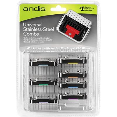 Andis 0040102246258 Jeu de peignes d'élévation et en acier inoxydable, Gris, 80 g Andis 0040102246258 Jeu de peignes d'élévation et en acier inoxydable, Gris, 80 g