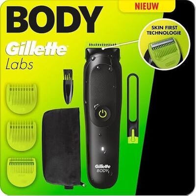 Gillette Labs Body + Intimate Trymer dla mężczyzn i7, trymer do ciała i strefy intymnej, wodoodporna, z technologią SkinFirst i światłem LED dla widoczności, 3 chodaki, w tym jeden do skóry wrażliwej Gillette Labs Body + Intimate Trymer dla mężczyzn i7, trymer do ciała i strefy intymnej, wodoodporna, z technologią SkinFirst i światłem LED dla widoczności, 3 chodaki, w tym jeden do skóry wrażliwej