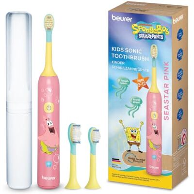Beurer SC 11 Pink SpongeBob elektryczna szczoteczka do zębów dla dzieci 2 końcówki szczoteczki dla dzieci w wieku od 3 i od 6 lat, szczoteczka soniczna dla dzieci, cicho, lekka, etui na szczoteczki Beurer SC 11 Pink SpongeBob elektryczna szczoteczka do zębów dla dzieci 2 końcówki szczoteczki dla dzieci w wieku od 3 i od 6 lat, szczoteczka soniczna dla dzieci, cicho, lekka, etui na szczoteczki