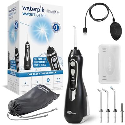 Waterpik WP-582UK bezprzewodowy irygator z 3 ustawieniami ciśnienia, narzędzie do usuwania płytki nazębnej, idealny do podróży lub małych łazienek z ładowarką USB, czarny Waterpik WP-582UK bezprzewodowy irygator z 3 ustawieniami ciśnienia, narzędzie do usuwania płytki nazębnej, idealny do podróży lub małych łazienek z ładowarką USB, czarny