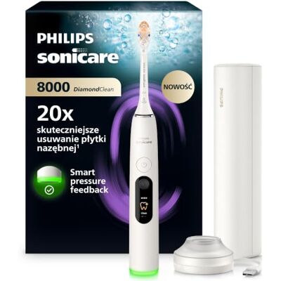 Philips Sonicare: szczoteczka elektryczna nowej generacji DiamondClean 8000– z funkcją Smart Pressure Feedback, 15 ustawień, kolor: Powder White, model HX8311/11 Philips Sonicare: szczoteczka elektryczna nowej generacji DiamondClean 8000– z funkcją Smart Pressure Feedback, 15 ustawień, kolor: Powder White, model HX8311/11