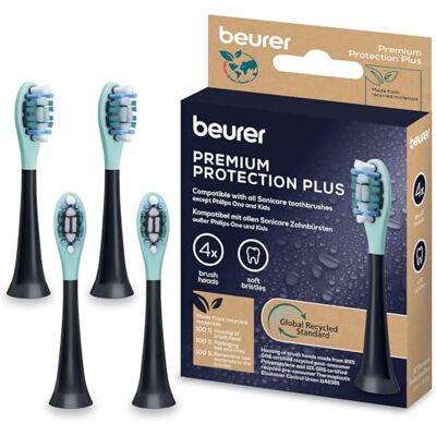 Beurer SC Protection Plus główki szczoteczki do elektrycznych szczoteczek sonicznych, 4 wymienne główki kompatybilne z SC 30, 50 i Philips Sonicare, do wrażliwych zębów, stopień twardości miękki Beurer SC Protection Plus główki szczoteczki do elektrycznych szczoteczek sonicznych, 4 wymienne główki kompatybilne z SC 30, 50 i Philips Sonicare, do wrażliwych zębów, stopień twardości miękki