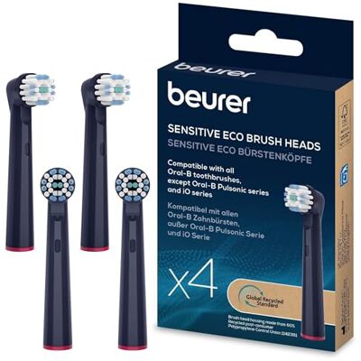 Beurer TB Sensitive Eco Nakładki na szczoteczki elektryczne, 4 główki szczoteczki kompatybilne z Oral-B, włosie wykonane w 100% z surowców odnawialnych, czyszczenie zębów, stopień twardości miękki Beurer TB Sensitive Eco Nakładki na szczoteczki elektryczne, 4 główki szczoteczki kompatybilne z Oral-B, włosie wykonane w 100% z surowców odnawialnych, czyszczenie zębów, stopień twardości miękki