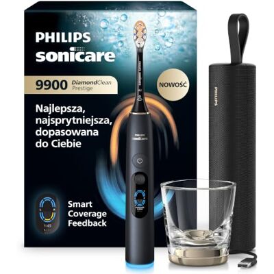 Philips : szczoteczka elektryczna nowej generacji DiamondClean 9900 Prestige– z SenseIQ, Smart Coverage Feedback i Smart Pressure Feedback, 24 ustawienia, kolor: Quartz Black, model HX9813/92 Philips : szczoteczka elektryczna nowej generacji DiamondClean 9900 Prestige– z SenseIQ, Smart Coverage Feedback i Smart Pressure Feedback, 24 ustawienia, kolor: Quartz Black, model HX9813/92
