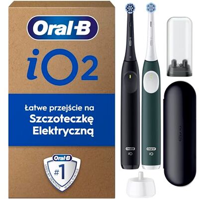 Oral-B iO 2 DUO Night Black i Forest Green Szczoteczki elektryczne, 2 końcówki do szczoteczek elektrycznych, 1 etui podróżne, 1 podróżny uchwyt na końcówkę wymienną, stworzone w technologii Braun Oral-B iO 2 DUO Night Black i Forest Green Szczoteczki elektryczne, 2 końcówki do szczoteczek elektrycznych, 1 etui podróżne, 1 podróżny uchwyt na końcówkę wymienną, stworzone w technologii Braun