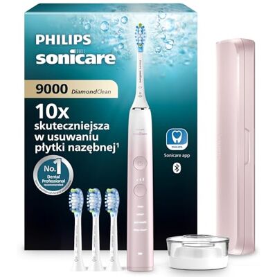 Philips Szczoteczka elektryczna Sonicare DiamondClean 9000, wersja specjalna, szczoteczka soniczna z aplikacją, czujnik nacisku, podstawka do ładowania, kolor różowy, model HX9911/79 Philips Szczoteczka elektryczna Sonicare DiamondClean 9000, wersja specjalna, szczoteczka soniczna z aplikacją, czujnik nacisku, podstawka do ładowania, kolor różowy, model HX9911/79