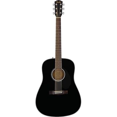 Fender Gitara akustyczna CD-60S Dreadnought, podstrunnica orzechowa, czarna, w zestawie bezpłatne lekcje wirtualne Fender Gitara akustyczna CD-60S Dreadnought, podstrunnica orzechowa, czarna, w zestawie bezpłatne lekcje wirtualne