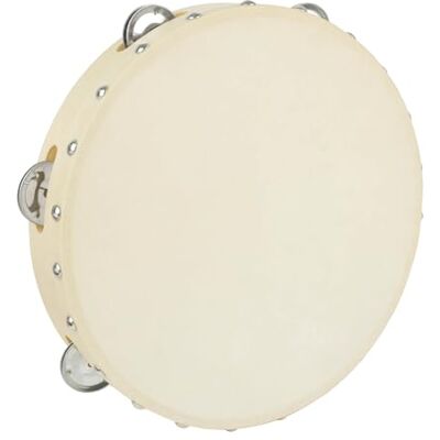 A-Star 10 cali/25 cm ręczny drewniany tamburyn z główką, tradycyjny pojedynczy metalowy rząd Jingle Bell naturalna główka A-Star 10 cali/25 cm ręczny drewniany tamburyn z główką, tradycyjny pojedynczy metalowy rząd Jingle Bell naturalna główka