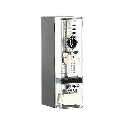 Wittner Metronom Super-Mini Seria 880 Obudowa z tworzywa sztucznego Bez dzwonka Kolor czarny Mechanizm nakręcany Brak potrzeby używania baterii Wyprodukowano w Niemczech Wittner Metronom Super-Mini Seria 880 Obudowa z tworzywa sztucznego Bez dzwonka Kolor czarny Mechanizm nakręcany Brak potrzeby używania baterii Wyprodukowano w Niemczech