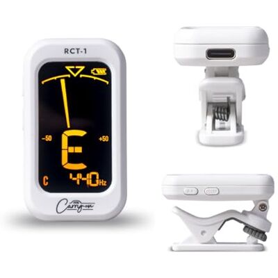 Carry-on RCT-1 Akumulatorowy tuner chromatyczny do gitary, basu, ukulele C, skrzypiec z dużym obrotowym ekranem LCD, biały Carry-on RCT-1 Akumulatorowy tuner chromatyczny do gitary, basu, ukulele C, skrzypiec z dużym obrotowym ekranem LCD, biały