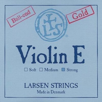 LARSEN STRINGS Larsen struny skrzypcowe Original Synthetic, Fibre Core E Gold, stal nierdzewna, pozłacane, z końcówką kulkową, mocne LARSEN STRINGS Larsen struny skrzypcowe Original Synthetic, Fibre Core E Gold, stal nierdzewna, pozłacane, z końcówką kulkową, mocne