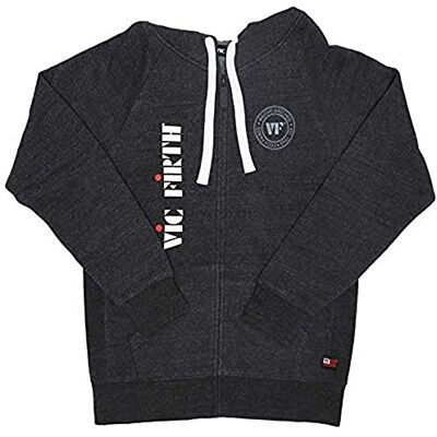 Vic Firth Bluza z kapturem z zamkiem błyskawicznym z logo w kolorze antracytowym rozmiar 2XL Vic Firth Bluza z kapturem z zamkiem błyskawicznym z logo w kolorze antracytowym rozmiar 2XL