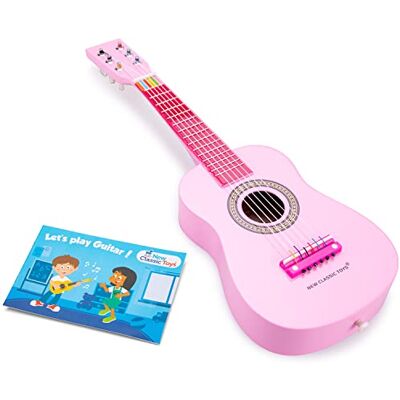 Woet New Classic Toys 10345 drewniana zabawka do gitary dla małych dzieci 3 chłopcy i dziewczęta prezenty dla dzieci, instrumenty muzyczne dla dzieci trzyletnia inkluzywna książka muzyczna, czerwona, 10349, różowa Woet New Classic Toys 10345 drewniana zabawka do gitary dla małych dzieci 3 chłopcy i dziewczęta prezenty dla dzieci, instrumenty muzyczne dla dzieci trzyletnia inkluzywna książka muzyczna, czerwona, 10349, różowa