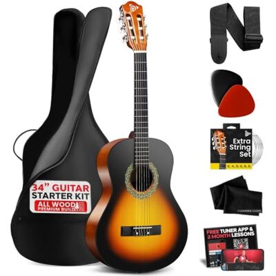 Pyle Zestaw Akustycznej Gitary dla Początkujących – Gitara 1/2 Junior z Drewna z Pełnym Zestawem Akcesoriów, Kostki, Pasek na Ramię, Pokrowiec, Ściereczka do Czyszczenia Pyle Zestaw Akustycznej Gitary dla Początkujących – Gitara 1/2 Junior z Drewna z Pełnym Zestawem Akcesoriów, Kostki, Pasek na Ramię, Pokrowiec, Ściereczka do Czyszczenia