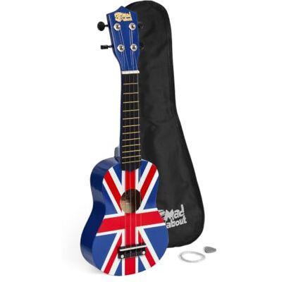 MAD SU8 ukulele sopranowe Union Jack z akcesoriami Idealne dla początkujących i szkół. W zestawie pokrowiec, kostka i zapasowe struny z czarnymi strunami karbonowymi. MAD SU8 ukulele sopranowe Union Jack z akcesoriami Idealne dla początkujących i szkół. W zestawie pokrowiec, kostka i zapasowe struny z czarnymi strunami karbonowymi.