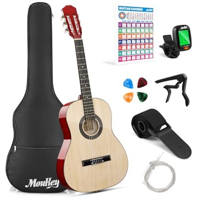 Moukey Lipa 36 cali mini klasyczna gitara treningowa, naturalne światło Moukey Lipa 36 cali mini klasyczna gitara treningowa, naturalne światło
