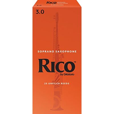 D'Addario Woodwinds – stroiki do saksofonu sopranowego Rico – stroiki do saksofonu sopranowego – stroiki sopranowe stworzone dla początkujących, studentów, nauczycieli, siła 3,0, 25 sztuk D'Addario Woodwinds – stroiki do saksofonu sopranowego Rico – stroiki do saksofonu sopranowego – stroiki sopranowe stworzone dla początkujących, studentów, nauczycieli, siła 3,0, 25 sztuk