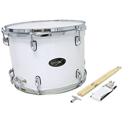 GEWA Marching Tenor Drum, bęben marszowy 14 x 10", biały korpus z drewna, w zestawie z paskiem na ramię i pałkami GEWA Marching Tenor Drum, bęben marszowy 14 x 10", biały korpus z drewna, w zestawie z paskiem na ramię i pałkami