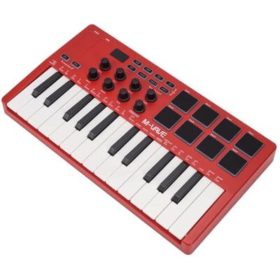 M-VAVE SMK-25RD – 25-przyciskowy kontroler klawiatury USB MIDI z 8 podświetlanymi podkładkami perkusyjnymi, Bluetooth, 8 przyciskami, profesjonalne przyciski dynamiczne, czerwony M-VAVE SMK-25RD – 25-przyciskowy kontroler klawiatury USB MIDI z 8 podświetlanymi podkładkami perkusyjnymi, Bluetooth, 8 przyciskami, profesjonalne przyciski dynamiczne, czerwony 