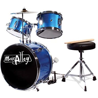 Music Alley Junior zestaw perkusyjny dla dzieci z pedałem bębna, stołkiem perkusyjnym i pałeczkami, Czarny Music Alley Junior zestaw perkusyjny dla dzieci z pedałem bębna, stołkiem perkusyjnym i pałeczkami, Czarny