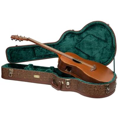 Crossrock Seria Designer drewniana obudowa do gitar akustycznych OM/000-14 Fret blokada bezpieczeństwa, metalowe nóżki, przestrzeń do przechowywania Blossom Brown (CRW530OMBQ) Crossrock Seria Designer drewniana obudowa do gitar akustycznych OM/000-14 Fret blokada bezpieczeństwa, metalowe nóżki, przestrzeń do przechowywania Blossom Brown (CRW530OMBQ)