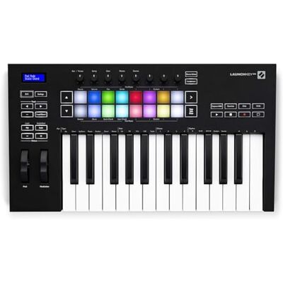 Novation Launchkey 25 (MK3) Kontroler klawiatury MIDI, bezproblemowa integracja z Ableton Live Tryb Chord, tryb Scale i arpeggiator. Wszystkie programy potrzebne do produkcji muzyki. Novation Launchkey 25 (MK3) Kontroler klawiatury MIDI, bezproblemowa integracja z Ableton Live Tryb Chord, tryb Scale i arpeggiator. Wszystkie programy potrzebne do produkcji muzyki.
