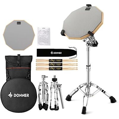 Donner Podkładki treningowe 30 cm z nóżką, pałeczki 5A, żelowe tłumiki harmoniczne, plecak Donner Podkładki treningowe 30 cm z nóżką, pałeczki 5A, żelowe tłumiki harmoniczne, plecak