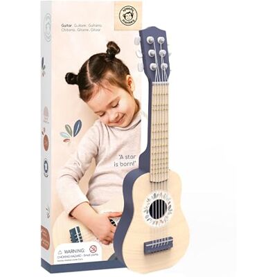 Speedy Monkey SP5002 gitara 52 x 18 x 6,5 cm, niebieska, drewniana zabawka dla dzieci, piękne detale, świetny pomysł na prezent Speedy Monkey SP5002 gitara 52 x 18 x 6,5 cm, niebieska, drewniana zabawka dla dzieci, piękne detale, świetny pomysł na prezent