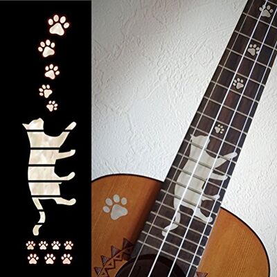 Inlaystickers Markery progowe do ukulele koncertowych nadruk stóp kotów/łap, UKF-257CP-C Inlaystickers Markery progowe do ukulele koncertowych nadruk stóp kotów/łap, UKF-257CP-C