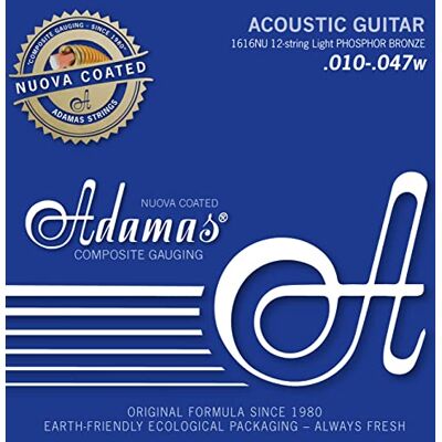 Adamas Struny do gitary akustycznej Nuove Phosphor Bronze, pokryte czystym mosiądzem z kulą, 12-str. Light .010-.047 Adamas Struny do gitary akustycznej Nuove Phosphor Bronze, pokryte czystym mosiądzem z kulą, 12-str. Light .010-.047
