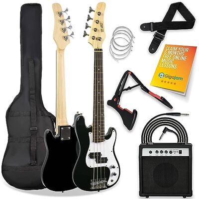 3rd Avenue Mini Elektryczny Zestaw Gitarowy, Gitara Basowa, Zestaw dla Początkujących, Gitary z Wzmacniaczem 15 W, Torba, Kabel, Pasek, Czarny 3rd Avenue Mini Elektryczny Zestaw Gitarowy, Gitara Basowa, Zestaw dla Początkujących, Gitary z Wzmacniaczem 15 W, Torba, Kabel, Pasek, Czarny