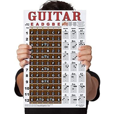 A New Song Music Laminowany akord gitarowy i podstrunnica tabela notatek instruktażowy łatwy plakat dla początkujących akordy i nuty 28 cm x 43 cm A New Song Music Laminowany akord gitarowy i podstrunnica tabela notatek instruktażowy łatwy plakat dla początkujących akordy i nuty 28 cm x 43 cm