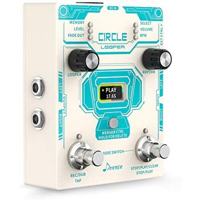 Donner Looper do gitary z automatem perkusyjnym, 40 gniazd, 160 minut, czas zapętlania, pętli stereo, 110 rowków bębna, Tap Tempo, Fade Out koło Looper Donner Looper do gitary z automatem perkusyjnym, 40 gniazd, 160 minut, czas zapętlania, pętli stereo, 110 rowków bębna, Tap Tempo, Fade Out koło Looper