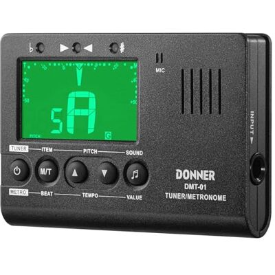 Donner Tuner metronomowy do wszystkich instrumentów, gitara, bas, skrzypce, ukulele, trąbka, chromatyczny, klarnet, flet, cyfrowy metronom 3 w 1, z tunerem/metronomem/generatorem tonów, DMT-01 Donner Tuner metronomowy do wszystkich instrumentów, gitara, bas, skrzypce, ukulele, trąbka, chromatyczny, klarnet, flet, cyfrowy metronom 3 w 1, z tunerem/metronomem/generatorem tonów, DMT-01