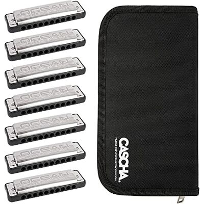 CASCHA Ocean Rock Harmonica Pack 7 (C-D-E-F-G-A-Bb), 7 harmonijek ustnych z torbą, czarny CASCHA Ocean Rock Harmonica Pack 7 (C-D-E-F-G-A-Bb), 7 harmonijek ustnych z torbą, czarny