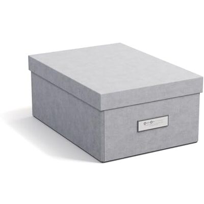 Bigso Box of Sweden Karin małe pudełko do przechowywania z pokrywką – stabilny organizer z płyty pilśniowej i papieru o wyglądzie lnu, praktyczne, składane pudełko z ramką na etykiety zapewnia Bigso Box of Sweden Karin małe pudełko do przechowywania z pokrywką – stabilny organizer z płyty pilśniowej i papieru o wyglądzie lnu, praktyczne, składane pudełko z ramką na etykiety zapewnia