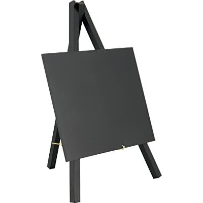 Securit Stół tablica do pisania kredą ze sztalugą z lakierowanego drewna, czarna, w zestawie z białym markerem kredowym, wymiary ok. 15 x 26 x 1,5 cm Securit Stół tablica do pisania kredą ze sztalugą z lakierowanego drewna, czarna, w zestawie z białym markerem kredowym, wymiary ok. 15 x 26 x 1,5 cm