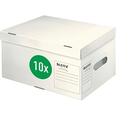 Leitz Pudełko do archiwizacji Infinity A4 Plus, 20 sztuk, 100% nadaje się do recyklingu, certyfikat FSC, białe, 61050000 Leitz Pudełko do archiwizacji Infinity A4 Plus, 20 sztuk, 100% nadaje się do recyklingu, certyfikat FSC, białe, 61050000