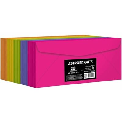 Astrobrights Kolorowe 10 kopert, 10,5 cm x 24,1 cm, 10,9 kg/89 GSM, szczęśliwy asortyment 5 kolorów, 200 sztuk (92109) Astrobrights Kolorowe 10 kopert, 10,5 cm x 24,1 cm, 10,9 kg/89 GSM, szczęśliwy asortyment 5 kolorów, 200 sztuk (92109)
