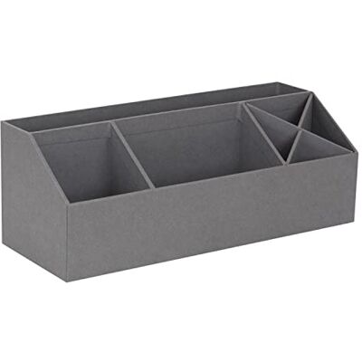 Bigso Box of Sweden Organizer na biurko z 4 przegródkami – system porządkowania karteczek, spinaczy biurowych, długopisów itd. – skrzynka do sortowania z płyty pilśniowej i papieru o wyglądzie lnu (szara) Bigso Box of Sweden Organizer na biurko z 4 przegródkami – system porządkowania karteczek, spinaczy biurowych, długopisów itd. – skrzynka do sortowania z płyty pilśniowej i papieru o wyglądzie lnu (szara)