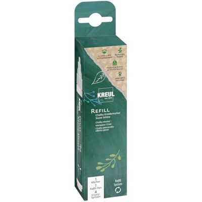 KREUL 22710-1 marker kredowy Śnieżka, średni, 1 x pisak uzupełniający z oryginalnym tuszem, 25 ml, ok. 4 napełnienia pisaka, 4 końcówki wymienne KREUL 22710-1 marker kredowy Śnieżka, średni, 1 x pisak uzupełniający z oryginalnym tuszem, 25 ml, ok. 4 napełnienia pisaka, 4 końcówki wymienne