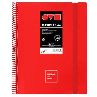 Grafoplás Grafople Foldery z tworzywa sztucznego A4 30 przezroczystych wkładek Twarde okładki z pianki Wytrzymałe i ultralekkie Kolor czerwony Spirala PCW Jednolita minimalna Idealny na Grafoplás Grafople Foldery z tworzywa sztucznego A4 30 przezroczystych wkładek Twarde okładki z pianki Wytrzymałe i ultralekkie Kolor czerwony Spirala PCW Jednolita minimalna Idealny na