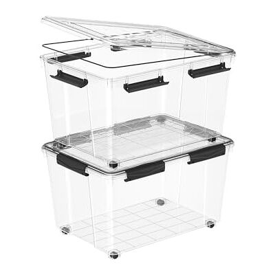 Cetomo Plastikowe pudełko do przechowywania, 15 x 6, pudełko na zakupy, przezroczysty pojemnik organizujący z trwałą niebieską pokrywką i bezpiecznymi klamrami, można układać w stos i składać, 6 szt Cetomo Plastikowe pudełko do przechowywania, 15 x 6, pudełko na zakupy, przezroczysty pojemnik organizujący z trwałą niebieską pokrywką i bezpiecznymi klamrami, można układać w stos i składać, 6 szt