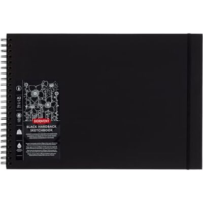 Derwent , Szkicownik A3 Black Book, do Krajobrazów, do Rysowania i Pisania, 40 Czarnych Bezkwasowych Arkuszy, Grzbiet Drutowy (2300381) Derwent , Szkicownik A3 Black Book, do Krajobrazów, do Rysowania i Pisania, 40 Czarnych Bezkwasowych Arkuszy, Grzbiet Drutowy (2300381)