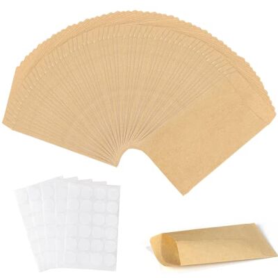 Carehabi Małe torebki papierowe, 9 x 13 cm, 100 sztuk, mini papierowe torebki z papieru typu kraft, brązowe, na upominki imprezowe, słodycze, kartki świąteczne, monety, kalendarz adwentowy do Carehabi Małe torebki papierowe, 9 x 13 cm, 100 sztuk, mini papierowe torebki z papieru typu kraft, brązowe, na upominki imprezowe, słodycze, kartki świąteczne, monety, kalendarz adwentowy do
