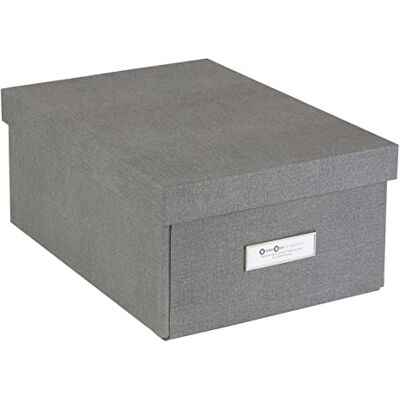 Bigso Box of Sweden Karin małe pudełko do przechowywania z pokrywką – stabilny organizer z płyty pilśniowej i papieru o wyglądzie lnu, praktyczne, składane pudełko z ramką na etykiety zapewnia Bigso Box of Sweden Karin małe pudełko do przechowywania z pokrywką – stabilny organizer z płyty pilśniowej i papieru o wyglądzie lnu, praktyczne, składane pudełko z ramką na etykiety zapewnia