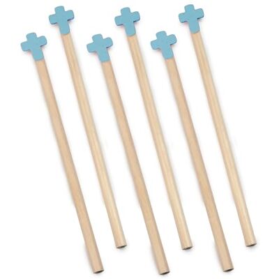 Mopec Niebieski W40.03 Pack 12 drewnianych sześciokątnych ołówków z krzyżem, normalny Mopec Niebieski W40.03 Pack 12 drewnianych sześciokątnych ołówków z krzyżem, normalny