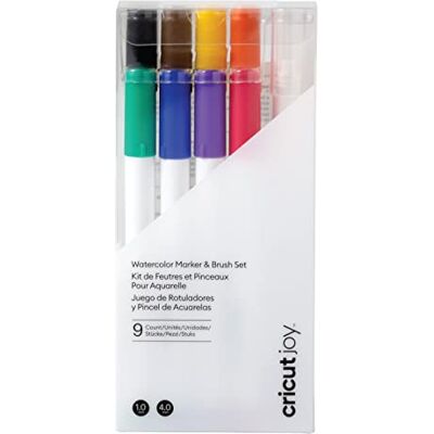 Cricut Joy zestaw markerów akwarelowych i pędzli, do użytku z maszynami do cięcia Joy, zawiera szczotkę do wody (4 mm), nietoksyczny atrament, 8 różnych kolorów, markery (1 mm) Cricut Joy zestaw markerów akwarelowych i pędzli, do użytku z maszynami do cięcia Joy, zawiera szczotkę do wody (4 mm), nietoksyczny atrament, 8 różnych kolorów, markery (1 mm)