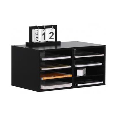Relaxdays Bambusowa taca na dokumenty, A4, 8 przegródek, do biura, biura domowego, HWD 25 x 49 x 31 cm, organizer na biurko, czarna Relaxdays Bambusowa taca na dokumenty, A4, 8 przegródek, do biura, biura domowego, HWD 25 x 49 x 31 cm, organizer na biurko, czarna